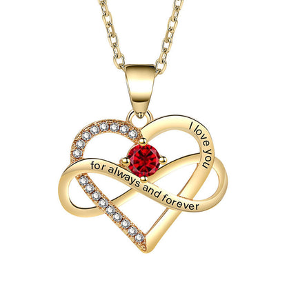 Lettering Fashion Micro Inlay Heart-shaped Simple Necklaces