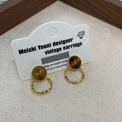Color Tigereye Advanced Simple Amber Delicate Earrings