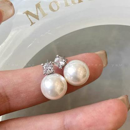 Classic Zircon Pearl Diana Simple High-grade Earrings