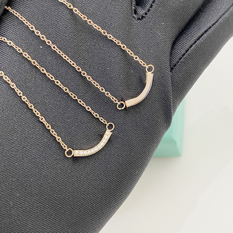 Glossy Full Diamond Smiley Face Pendant Necklaces