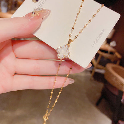 Flower Titanium Steel Female Niche Design Necklaces