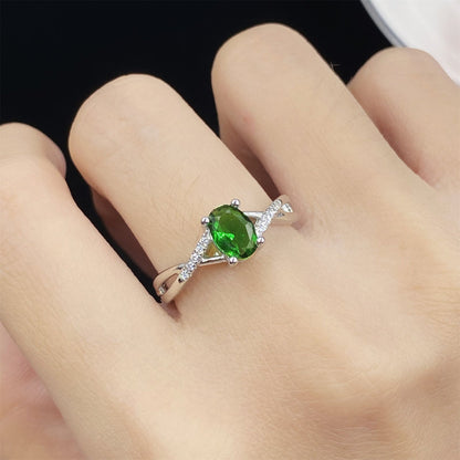 Women's Artificial Emerald Sapphire Simple Cross Twisted Line Rings