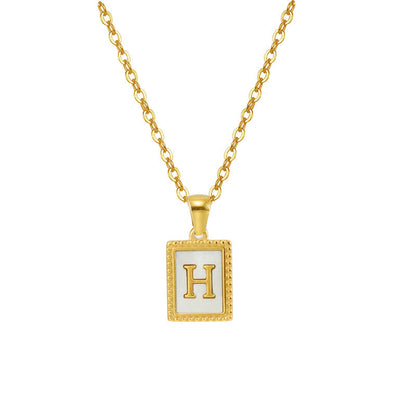 Gold Stainless Steel Shell Letter Female Titanium Pendant Necklaces