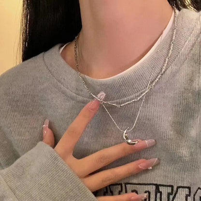 Layer Twin Moon Pendant Female Light Necklaces