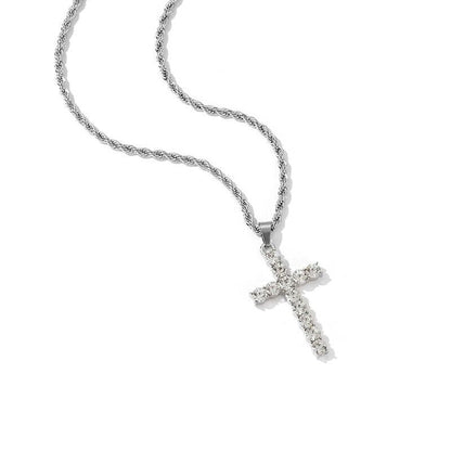 Women's & Men's Diamond Cross Horse Thinking Zircon Hip Hop Personality Necklaces