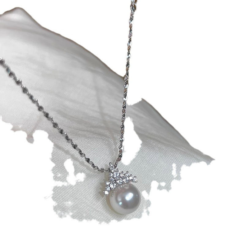 Women's Ice Queen Sier Pearl Design Clavicle Chain High Necklaces