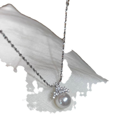 Women's Ice Queen Sier Pearl Design Clavicle Chain High Necklaces