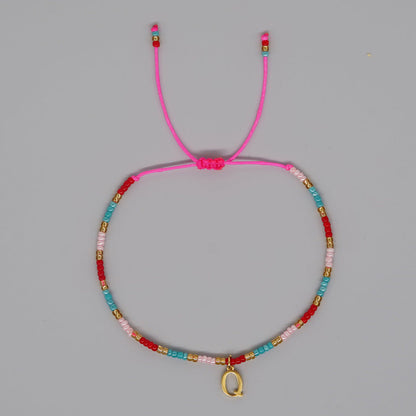 Women's Ornament English Letters Contrast Color Bead Handmade Bracelets