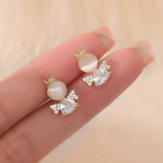 Women's French Style Sterling Sier Needle Angel Earrings