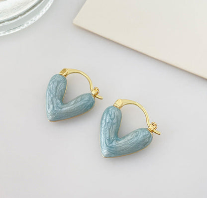 Women's Luxury High-grade White Drip Glazed Love Heart Small Earrings