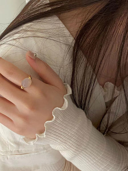 Sterling Sier Retro French Graceful Wind White Natural Rings