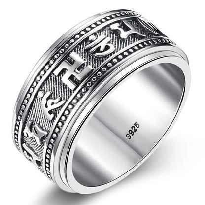 Men's Personality Thai Six Words Mantra Good Luck Domineering Rings