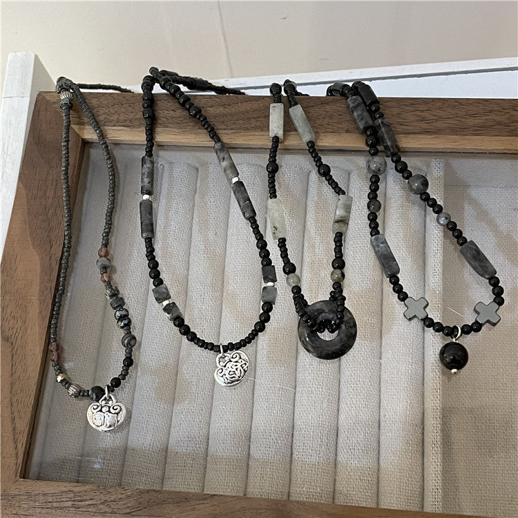 Beads Female Temperament Safety Buckle Pendant Vintage Beaded Necklaces