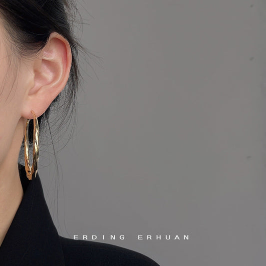 High-grade Round Geometric Big Sier Needle Earrings