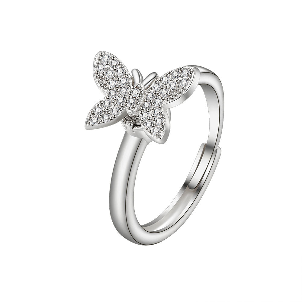 Creative Fashion And Butterfly Female Rotatable Opening Rings
