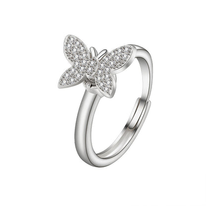 Creative Fashion And Butterfly Female Rotatable Opening Rings