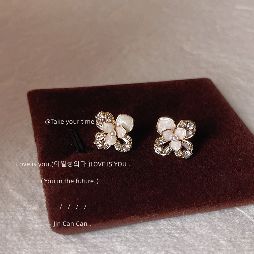 Micro Inlaid Zircon Sier Needle Plated Earrings