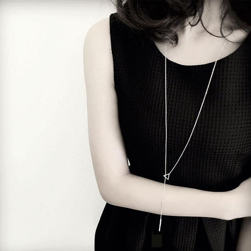 Women's Triangle Pendant Versatile Design Long Sweater Necklaces