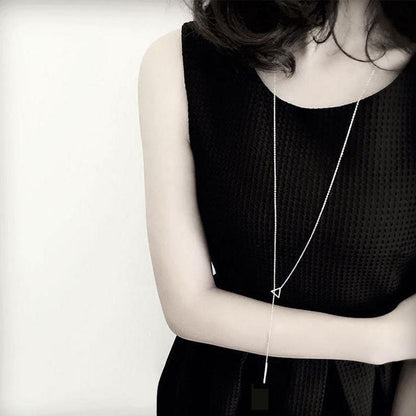 Women's Triangle Pendant Versatile Design Long Sweater Necklaces