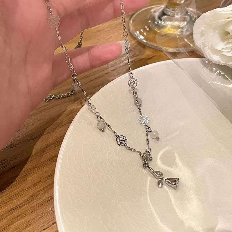 Retro Rose Stitching Female Sweet Fresh Mori Pendant Necklaces