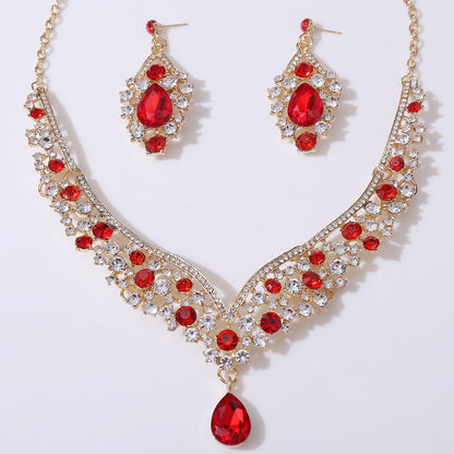 Exquisite Colorful Crystal Glass Drop-shaped Wedding Necklaces
