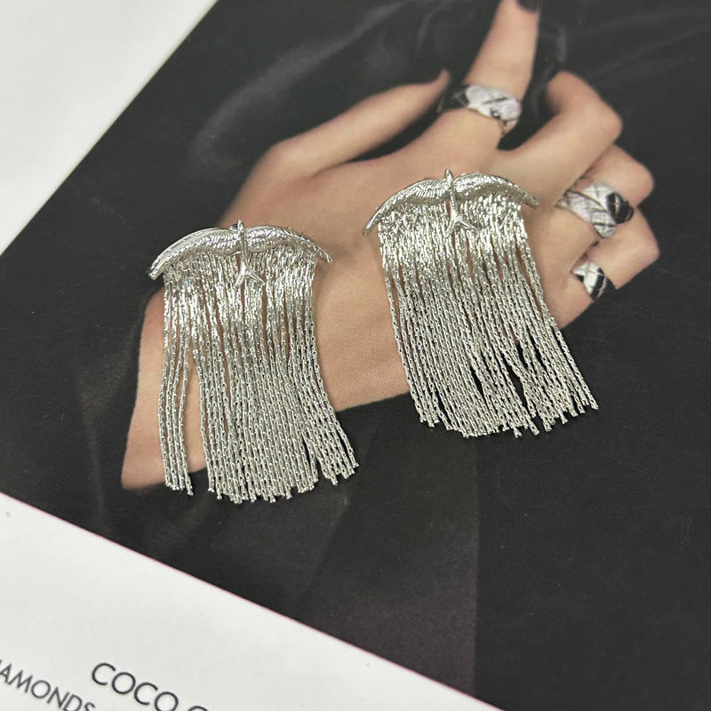 High-grade Swallow Three-dimensional Flying Bird Tassel Earrings