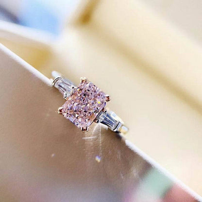 Pillow Square Pink Diamond Zircon Valentine's Rings