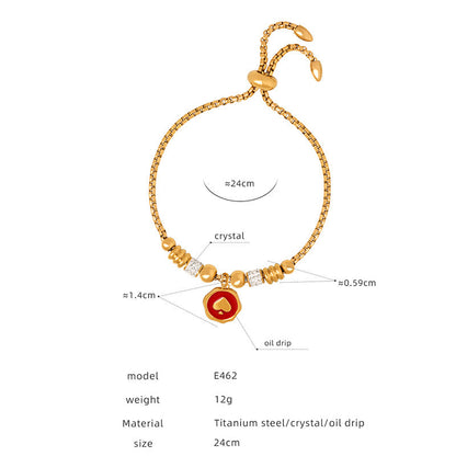 Women's Titanium Steel Gold-plated Pendant Retro Heart-shaped Bracelets