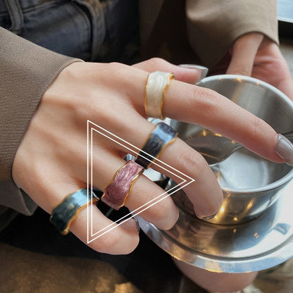 Women's Summer Color Handmade Enamel Glazed Irregular Rings