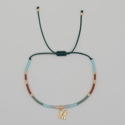 Ethnic Style Contrast Color Bead English Bracelets