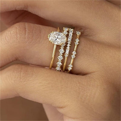 Ornament Set Rhinestone Zircon Flower Engagement Rings