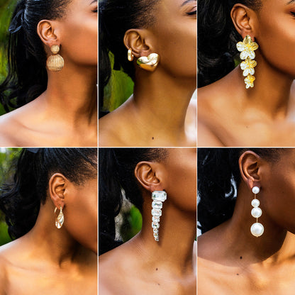 Exaggerating Hanging Show Large Water Drop Punk Rhinestone Earrings