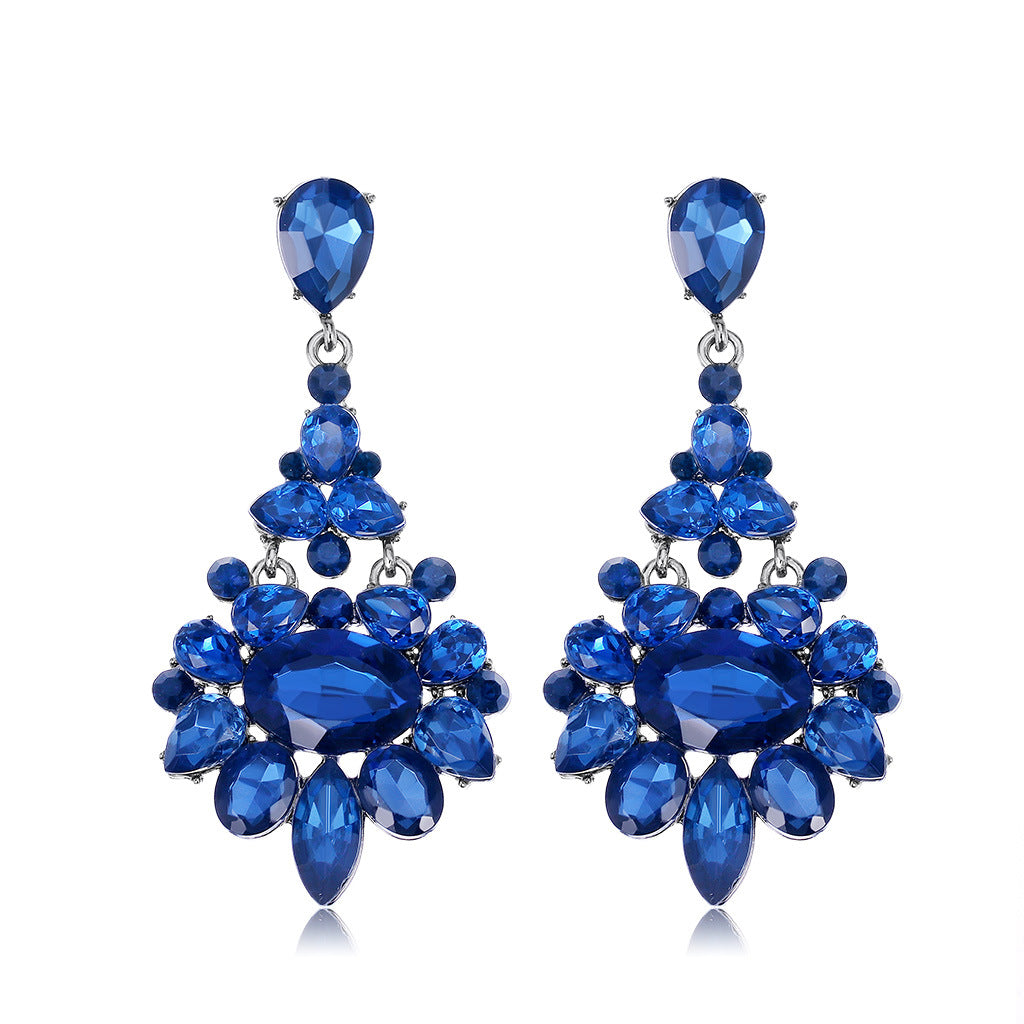 Atmospheric Fashion Popular Alloy Diamond Crystal Earrings
