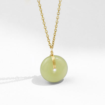 Women's Luxury Minority Jade Ornament Longevity Lock Necklaces
