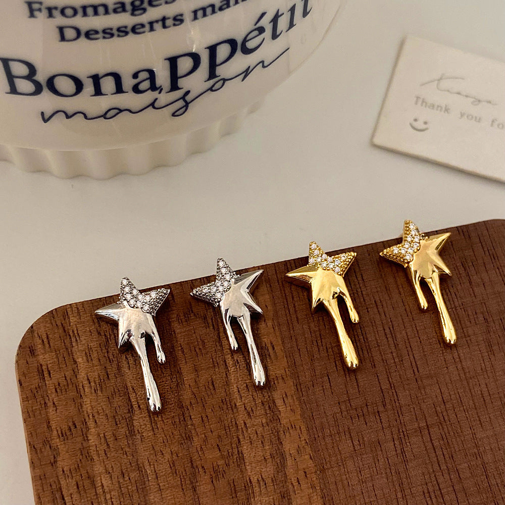 Women's Copper Gold-plated Zircon High-grade Light Luxury Sweet Cool Earrings