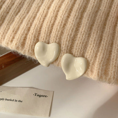 Women's Brown Love Heart Simple Niche Design Trendy And Earrings