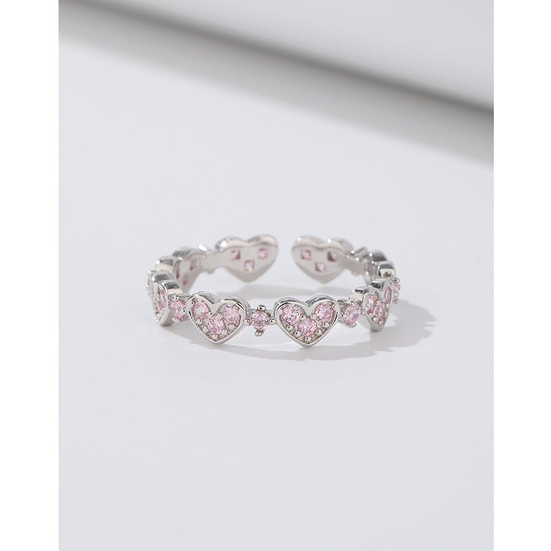 Heart-shaped Zircon Female Niche High Sense Index Finger Rings