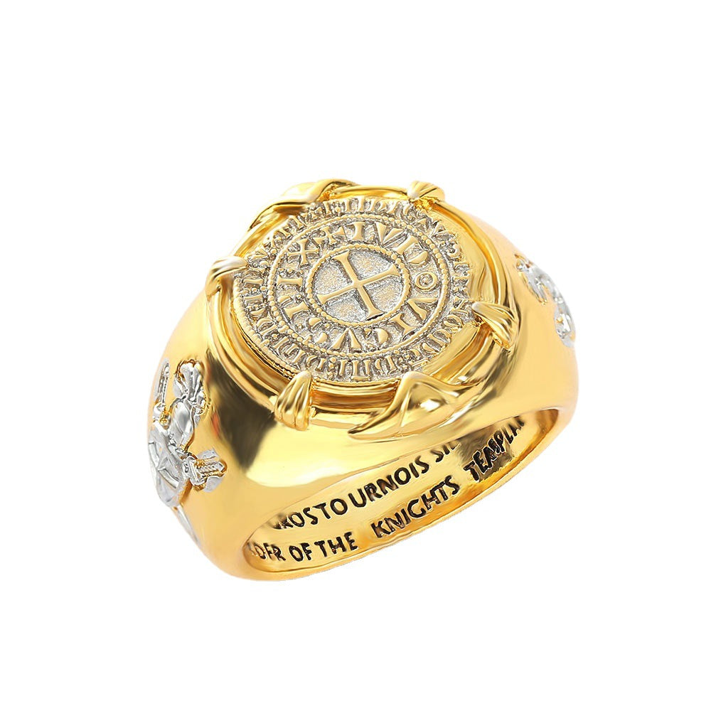 Men's Crusader Gold-plated Brave Gold Coin Rings
