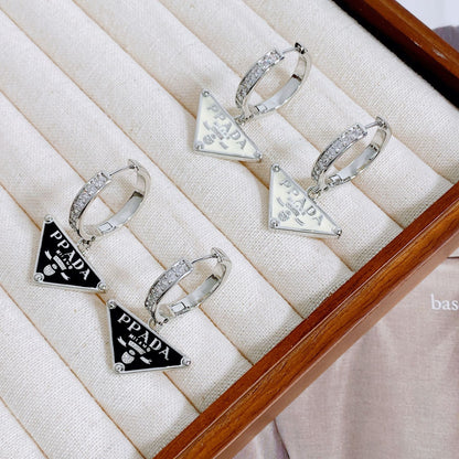Women's Triangle Zircon Hoop Elegant High Sense Ear Clip Personalized Earrings