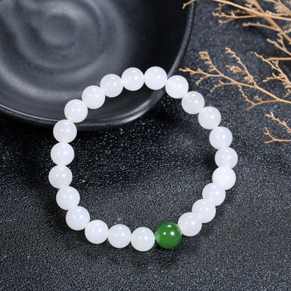 White Jade Red Bead Simple Artistic Bracelets