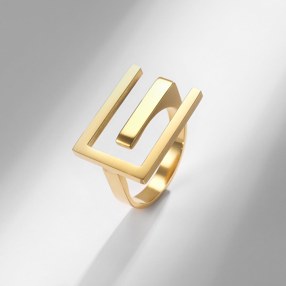 Style Simple E-shaped Open Stainless Steel Titanium Plated Bracelets