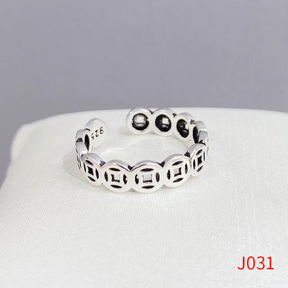 Women's Sier Smiling Face Temperament Retro Punk Simple Rings