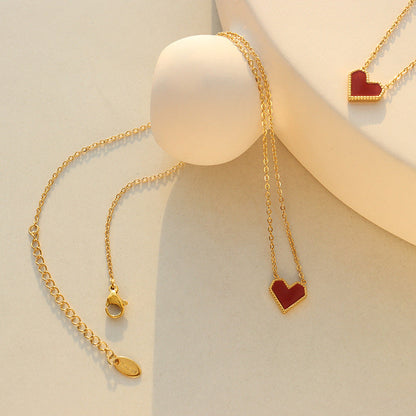Heart Clavicle Chain Titanium Steel Gold-plated Vintage Peach Necklaces