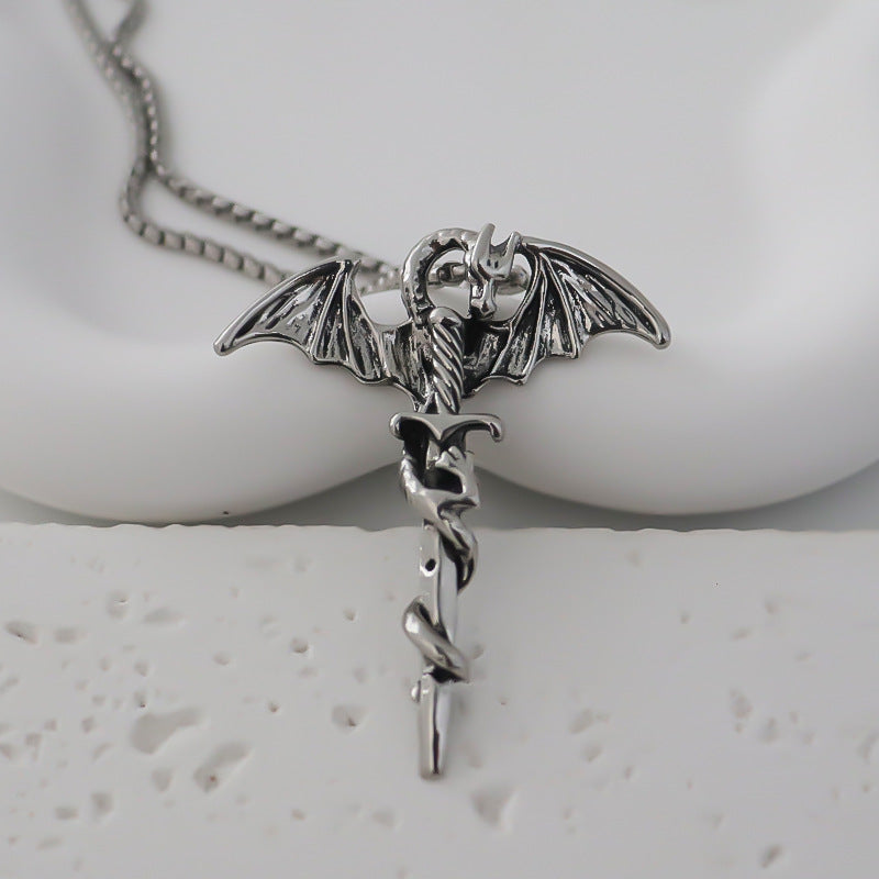 Men's Personalized Halloween Dragon Wings Pendant Trendy Necklaces