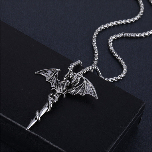 Men's Personalized Halloween Dragon Wings Pendant Trendy Necklaces