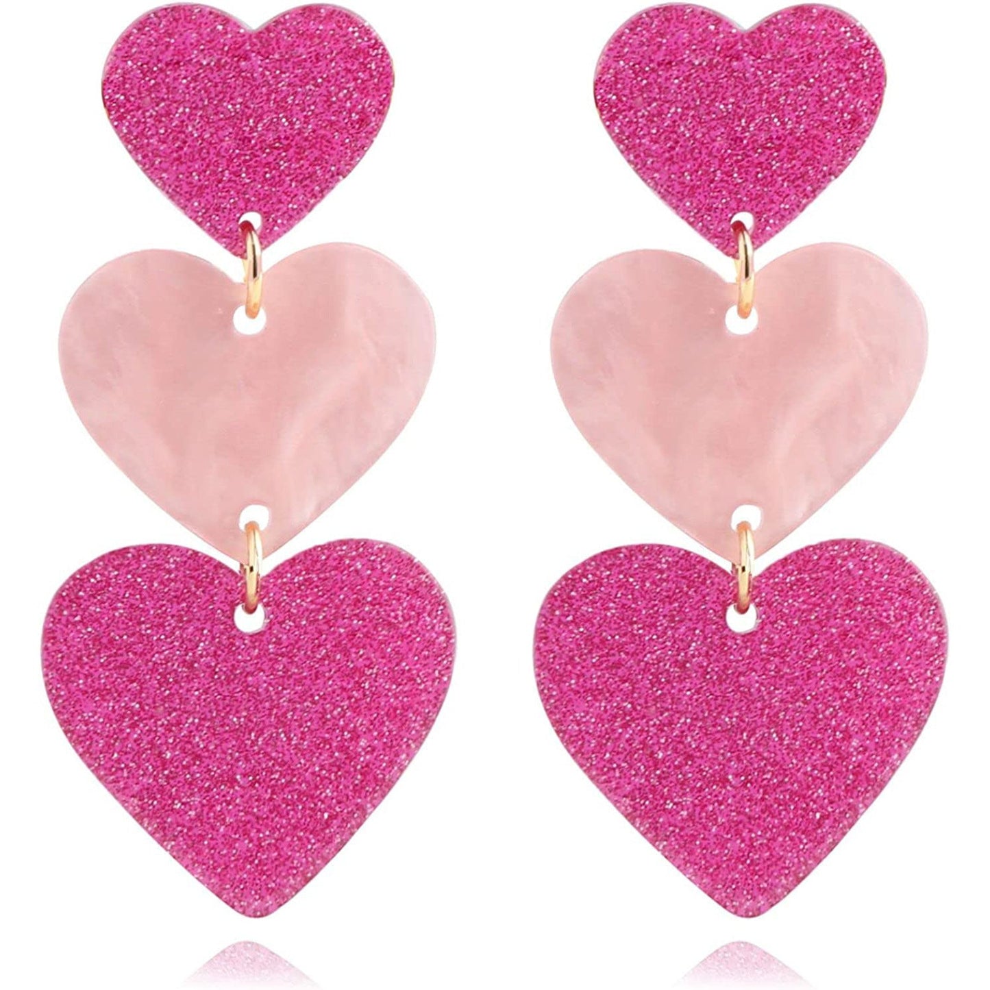 Women's Valentine's Day Acrylic Love Heart Niche Earrings