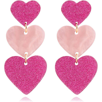 Women's Valentine's Day Acrylic Love Heart Niche Earrings