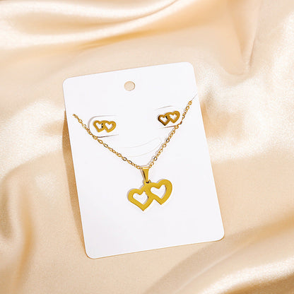 Stainless Steel And Set Geometric Cross Necklaces