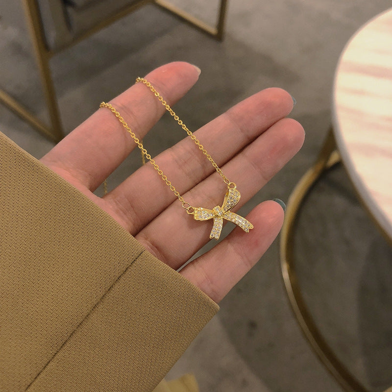 Bow Temperamental Minority Design Clavicle Chain Necklaces