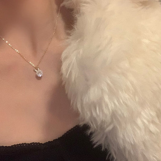 Rotatable Rabbit Light Luxury Minority Sparkling Necklaces